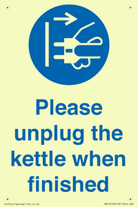 Please unplug the kettle when finished